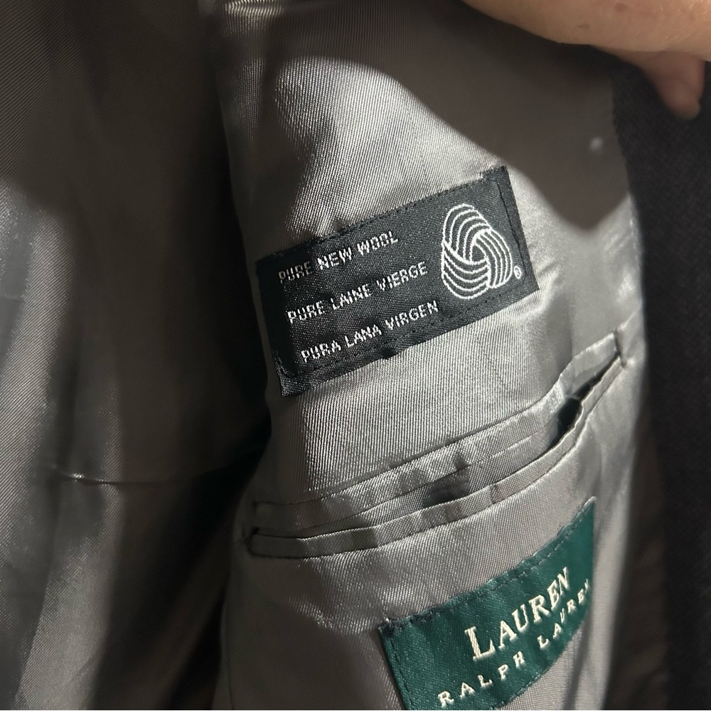 Lauren Ralph Lauren 42L Blazer Gray Lamb's Wool Sport Coat Jacket 2 Button - Picture 6 of 10